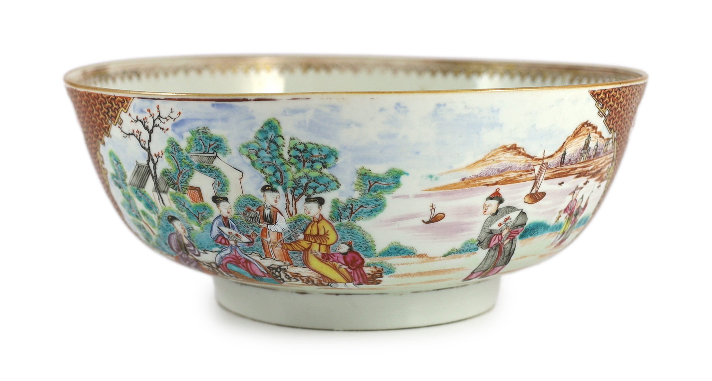 A Chinese enamelled porcelain Mandarin pattern bowl, Qianlong period